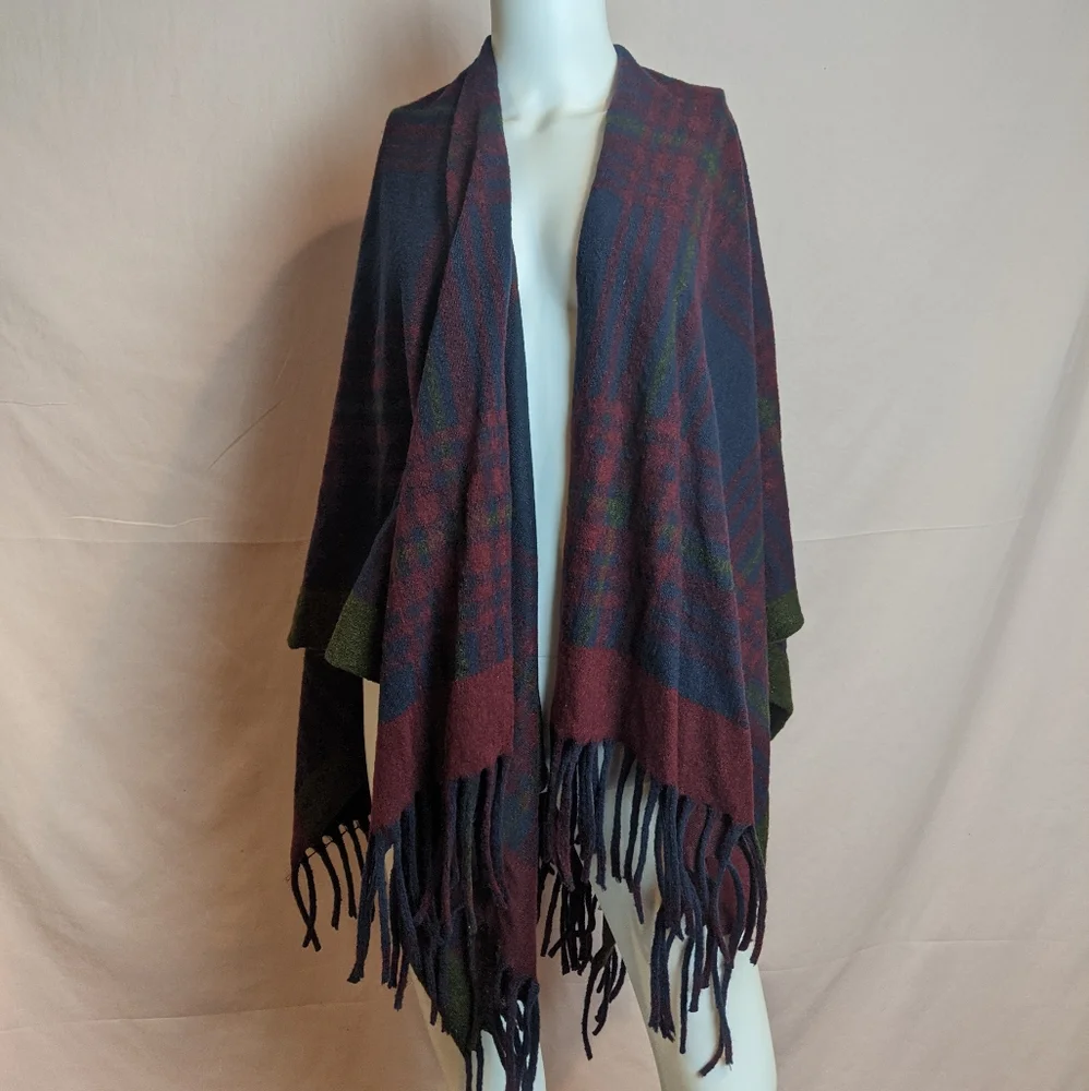 Cherishh Wool Blend Plaid Blanket Wrap Made In Italy